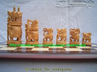 Royal Elephant Ebony Wood Intricately Handcarved Chess Set Box Holder