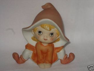 Homco Elf Fairy Gnome Big Hat Pointed Ears 5213 Peach