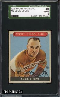 1933 Goudey Sport Kings 19 Eddie Shore HOF Boston Bruins SGC 30 2 Good