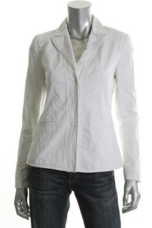 Elie Tahari New Marilyn White Metallic Notch Collar Snap Front Jacket