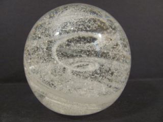 Elwood Indiana White Swirl Bubbles Paperweight Studio Art Glass