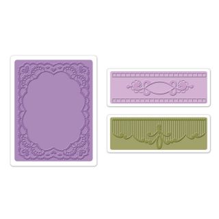 Sizzix Textured Impressions Embossing Folders 3pk Oval Lace Set 657761