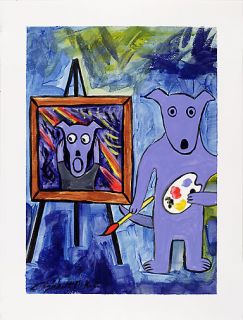 Art Painting Giclee Blue Dog Munch Mukerji The Scream