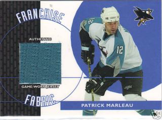 Patrick Marleau 2003 04 Topps Traded Franchise Fabrics
