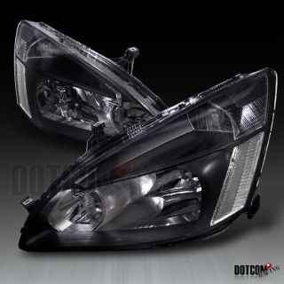03 07 Honda Accord Headlights Pair JDM Black Housing