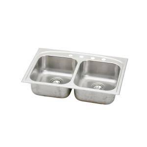 universal mount stainless steel 33x22x8 4 hole double bowl kitchen