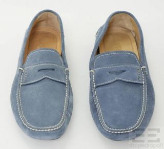Prada Light Blue Suede Penny Loafers Size 8