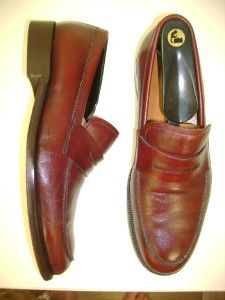 Eduardo G Mens Burgundy Leather Penny Loafers Shoes Sz 8M Light Worn