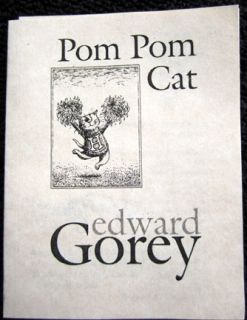 Edward Gorey Silver Cheerleading Cat with Pom Poms Necklace w Pouch