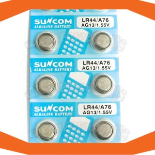 50 x AG13 LR44 A76 Alkaline Button Cell Battery Suncom