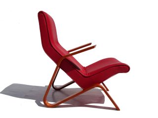 early original eero saarinen red leather grasshopper chair by knoll