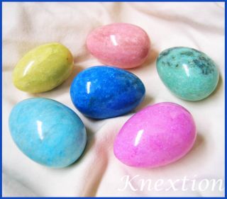 Natural Marble Decorative Eggs Pink Green Blue Easter Basket Party