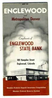 Englewood Metropolitan Denver Colorado Map Englewood State Bank 1950S