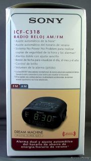 Sony ICFC318 Black Dual Alarm Clock AM/FM Radio Extendable Snooze .9