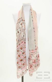 emilio pucci pink beige silk wool printed scarf