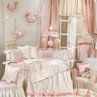 Elegant Designer Pink Floral Patchwork Baby Girl Nursery 4pc Crib