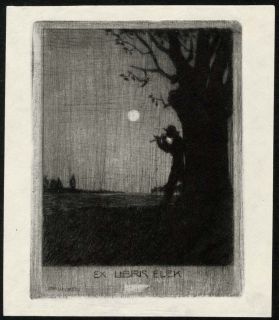 Bookplate Etching by Vienna Artist Arthur Paunzen 1920