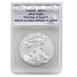 2013 MS70 ANACS FDOI Limited Edition of 12,549 Silver Eagle Coin with