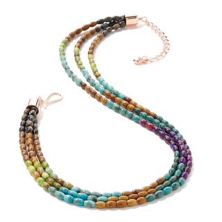 Jay King 3 Row Multicolor Turquoise Beaded Copper Necklace