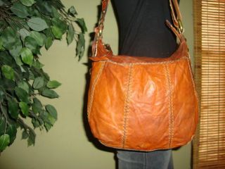 Burnt Orange Distressed Leather Fossil Shoulder Crossbody Bag Used