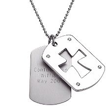 stainless steel double dog tag engravable cross pendant d