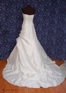 Ivory Silk Shantung Asymmetrical Strapless Wedding Dress NWOT