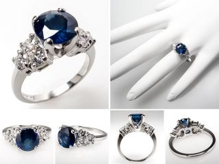 Carat Blue Sapphire & Diamond Engagement Ring Platinum skuwm8022