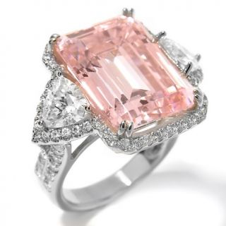 LAURA M. 11.8ct Absolute™ Pink Emerald Cut Pavé Frame Ring