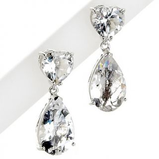 Yours by Loren 11.4ct White Quartz Sterling Silver Heart Earrings at
