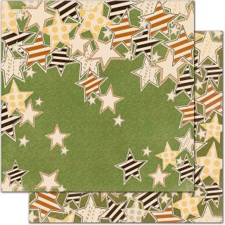 Bo Bunny Camp A Lot 12 x 12 Double Sided Cardstock   Falling Stars