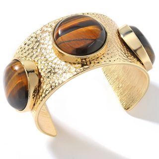Curations with Stefani Greenfield Hammered Metal Cabochon 6 1/4 Cuff