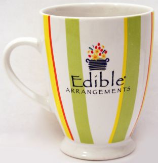 Edible Arrangements Large Coffee Mug White Striped Ceramic Cup
