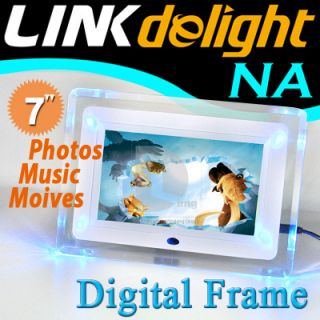White 7 TFT LCD Digital Photo Frame Video MP4 with Stand Backlight RC