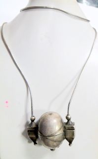 Vintage Sterling Silver Tribal ERT EHS Old Lingam Pendant Necklace