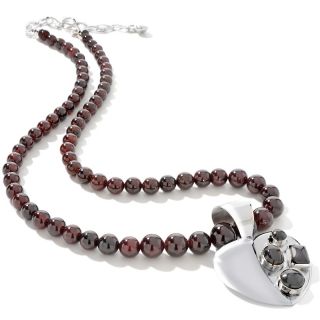 Jay King Garnet Heart Pendant with 18 Beaded Necklace