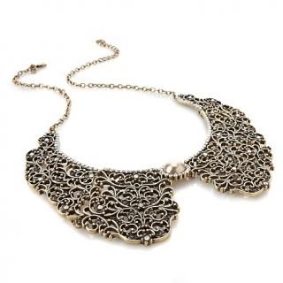  Simulated Pearl and Crystal Goldtone 18 Collar Necklace