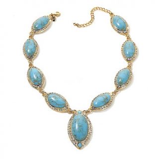  Vault Blue Howlite and Crystal Goldtone Pavé Station 17 Necklace