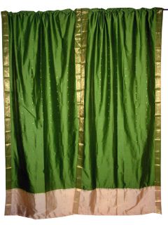  Curtain Drapes India Curtains Panel Window Dressing Green 84