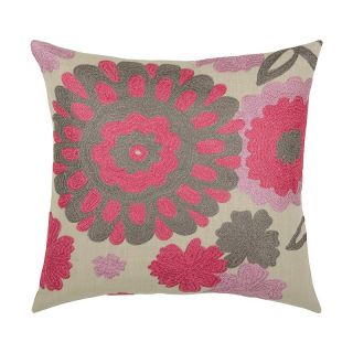 House Beautiful Marketplace 18 x 18 Floral Pillow   Pink/Gray