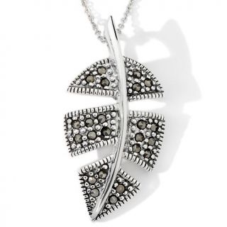  Pendants Novelty Sterling Silver Marcasite Leaf Pendant with 18 Chain
