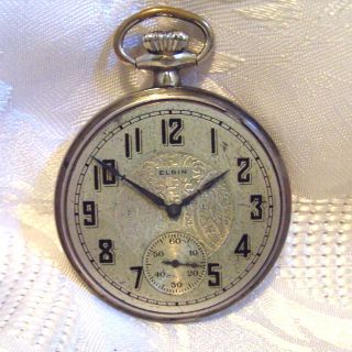 Elgin Pocket Watch 1925 16 Size 7 Jewels Fancy Dial