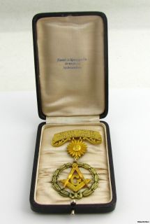 Masonic Past Master Medal Square Compass G Wreath Sun C 1932