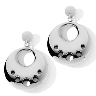 Stately Steel Doorknocker Drop Earrings with Circle Cutouts