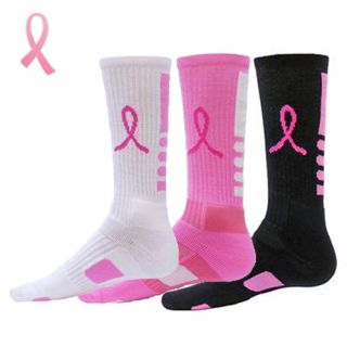 Pink Elite Socks Breast Cancer Awareness Elite Pink Ribbon Crew Socks