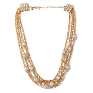  Row Cultured Freshwater Pearl and Crystal 21 1/2 Necklace