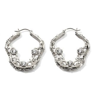 Victoria Wieck 1.94ct Absolute™ Scalloped Filigree Hoop Earrings at