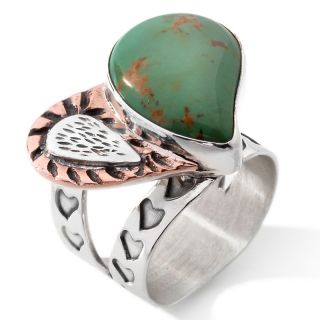 Jay King Anhui Turquoise Copper and Sterling Silver Heart Shape Ring