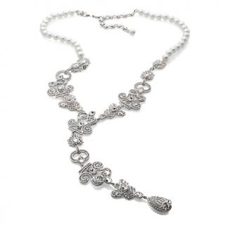  Daus Georgian Lace Crystal Accented Y Drop 23 Link Neck