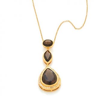 Jewelry Necklaces Drop Bellezza 23.72ct Smoky Quartz and CZ Drop