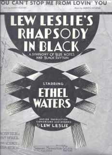 Ethel Waters Show Sheet Music Rhapsody in Black You CanT Stop Me from